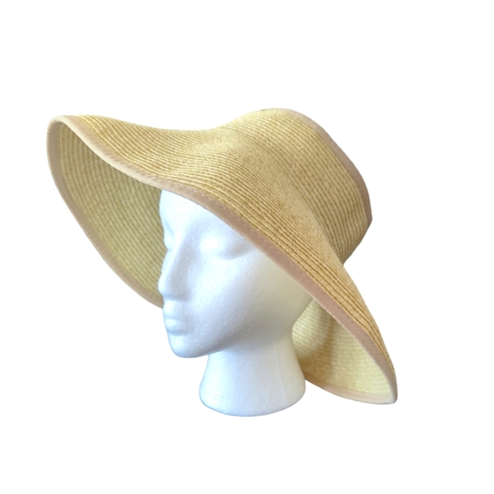 Vintage Scala Collezione Handcrafted Foldable Paper Hat Tan Wheat OSFM